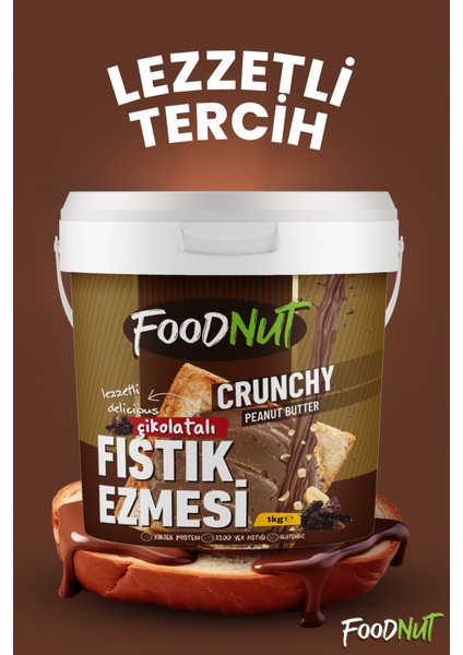 Çikolatalı Fıstık Ezmesi 1 kg - Çikolata Parçacıklı Fıstık Ezmesi