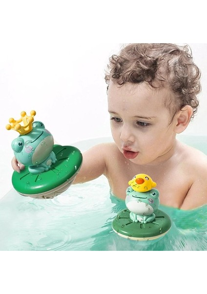 Elektrikli Sprey Su Yüzen Rotasyon Kurbağa Bebek Banyo Oyuncakları - Yeşil (Yurt Dışından)