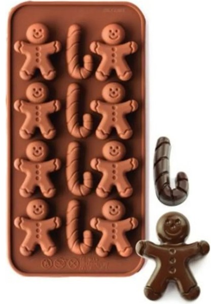 Gingerman Yılbaşı Temalı Ginger Adam Şeker Hamuru Sabun Mum Kokulu Taş Pasta Çikolata Kalıbı