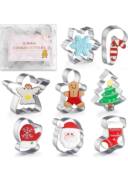 Yılbaşı Christmas Temalı Kurabiye Kalıbı Metal Kopat Set Cookie Cutters 8 Adet