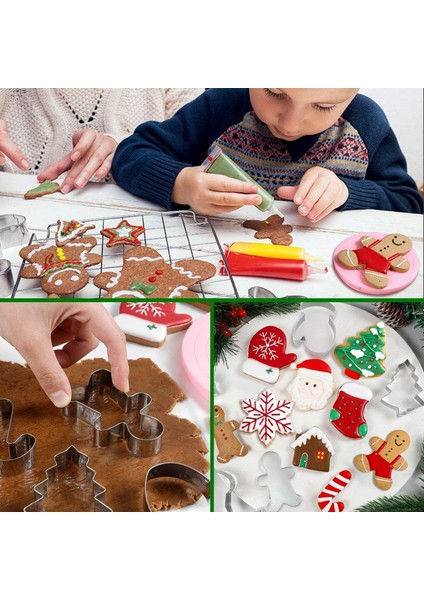 Yılbaşı Christmas Temalı Kurabiye Kalıbı Metal Kopat Set Cookie Cutters 8 Adet