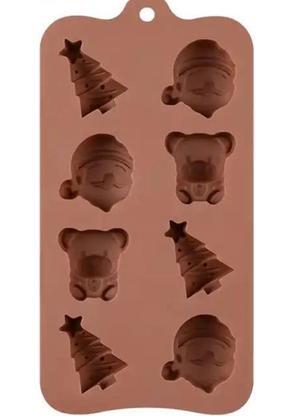 Silikon Noel Baba Çam Ağacı Desenli Christmas Çikolata Kurabiye Kek Kalıbı modelleri