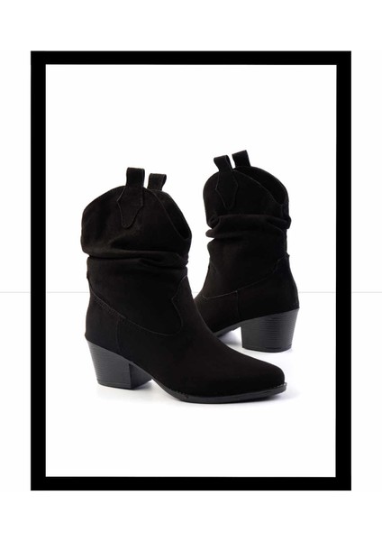 Siyah Süet Kadın Bot & Bootie K02217100802