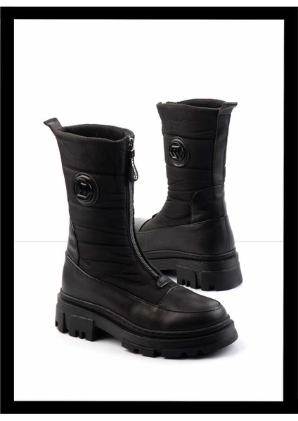 Siyah Leather Kadın Bot & Bootie K02724986603