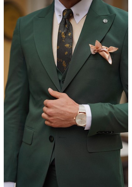 Balkan Slim Fit Yeşil Takım Elbise fırsatları