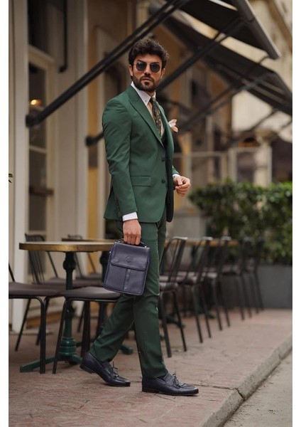 Balkan Slim Fit Yeşil Takım Elbise indirimleri