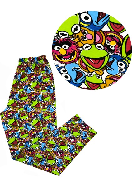 Bubi Giyim Susam Sokağı Desenli Sesame Street Renkli Örme Kadın Pijama Altı