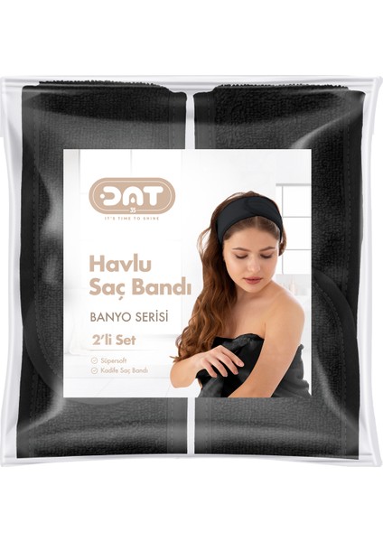 2li Havlu Saç Bandı Cırt Bantlı Pamuklu Süper Soft Kadife Sporcu Spa Spor Yoga Makyaj Saç Kafa Bandı