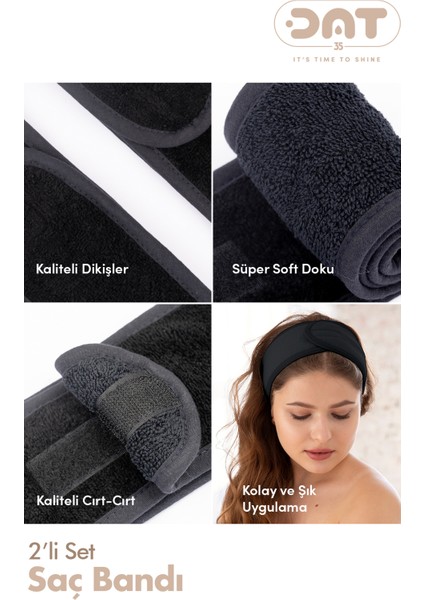 2li Havlu Saç Bandı Cırt Bantlı Pamuklu Süper Soft Kadife Sporcu Spa Spor Yoga Makyaj Saç Kafa Bandı modelleri