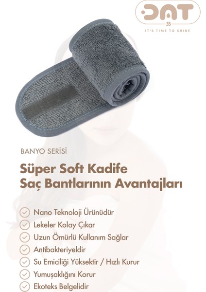 2li Havlu Saç Bandı Cırt Bantlı Pamuklu Süper Soft Kadife Sporcu Spa Spor Yoga Makyaj Saç Kafa Bandı