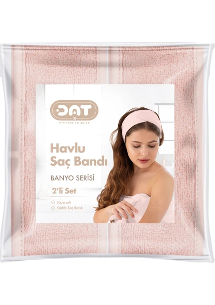 2li Havlu Saç Bandı Cırt Bantlı Pamuklu Süper Soft Kadife Sporcu Spa Spor Yoga Makyaj Saç Kafa Bandı