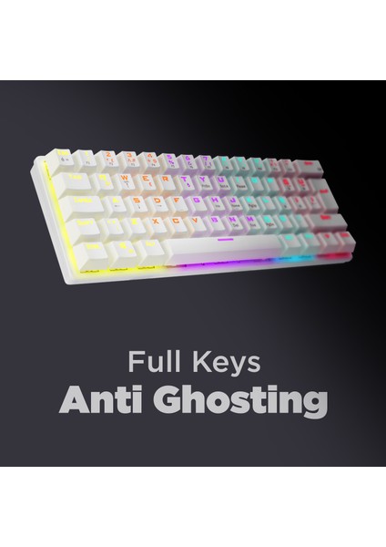 Ally K11 Beyaz 12 Işık Modlu Mekanik Antighosting Bilek Destekli Red Switch Gaming Oyuncu Klavyesi