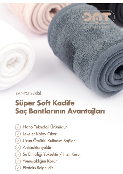 4lü Havlu Saç Bandı Seti Cırt Bantlı Süper Soft Kadife Sporcu Spor Spa Yoga Makyaj Saç Kafa Bandı