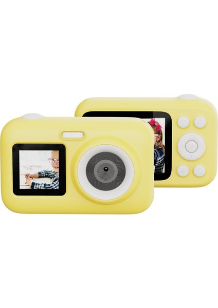 FunCam+ Dual Screen H.264 Çocuklar için Fotoğraf Makinesi FullHD 1080p 44MP 2.4” + 1.3" Çift Ekran 650mAh Sarı