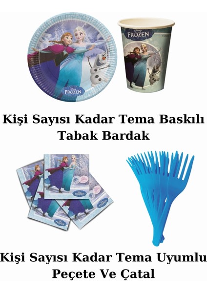 Elsa Karlar Ülkesi 8 Kişilik Doğum Günü Parti Malzemeleri Süsleri Seti Ekost