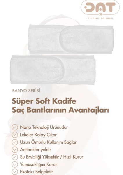 2li Havlu Saç Bandı Cırt Bantlı Pamuklu Süper Soft Kadife Sporcu Spa Spor Yoga Makyaj Saç Kafa Bandı