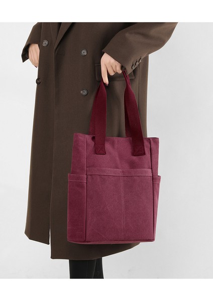 Kanvas Çanta Rahat Basit Kadın Çantası 2023 Yeni Trendy Büyük Kapasiteli Kadın Omuz Çanta Tote Çanta (Yurt Dışından) fırsatları