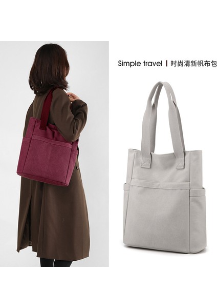 Kanvas Çanta Rahat Basit Kadın Çantası 2023 Yeni Trendy Büyük Kapasiteli Kadın Omuz Çanta Tote Çanta (Yurt Dışından) indirimleri