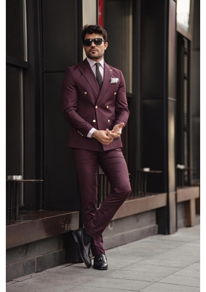 Jesus Slim Fit Bordo Kruvaze Takım Elbise fiyatları