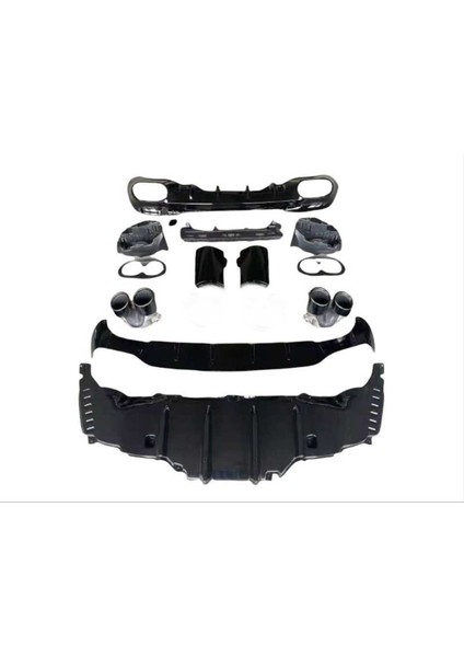 Mercedes W118 Cla Uyumlu CLA45 Difüzör & Egzoz Seti (Siyah Egzoz Ile)