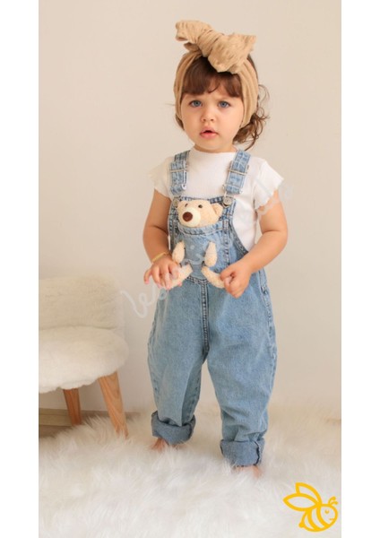 Teddy Ayıcıklı Unisex Çocuk Kot Salopet fiyatları