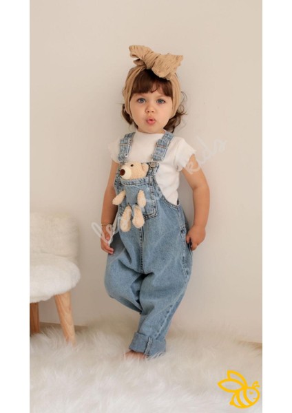 Teddy Ayıcıklı Unisex Çocuk Kot Salopet modelleri