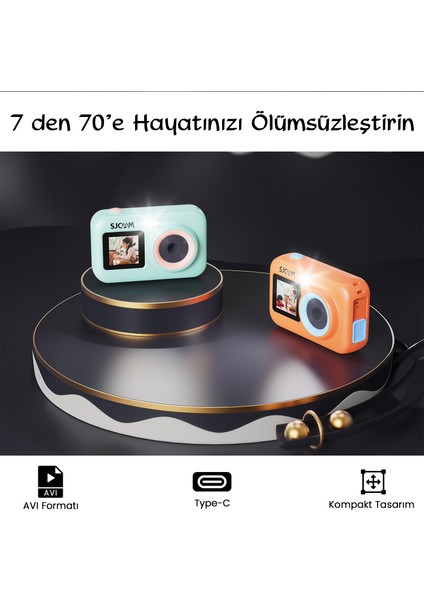 FunCam+ Dual Screen H.264 Çocuklar için Fotoğraf Makinesi FullHD 1080p 44MP 2.4” + 1.3" Çift Ekran 650mAh Pembe fırsatları
