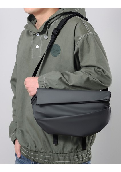 Erkek Göğüs Çantası Düz Renk Omuz Çantası Çok Fonksiyonlu Crossbody Çanta Göğüs Çantası (Yurt Dışından)