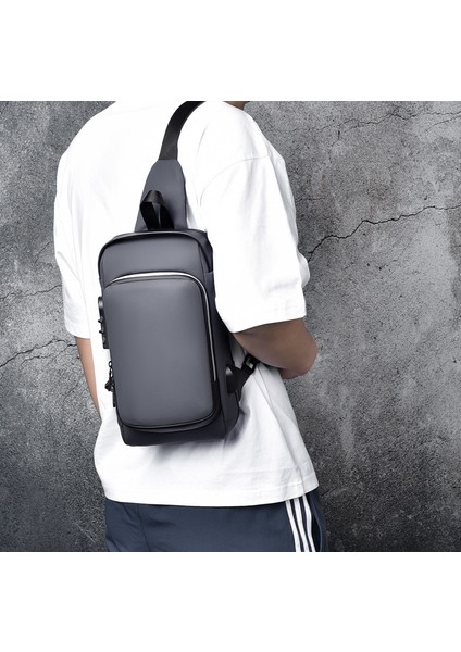 Göğüs Çantası Erkek Çok Fonksiyonlu Crossbody Çanta Göğüs Omuz Çantası (Yurt Dışından)