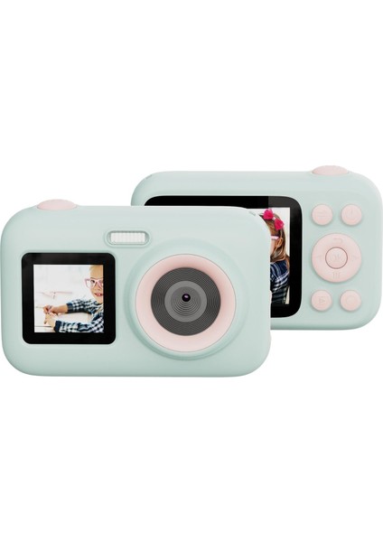 FunCam+ Dual Screen H.264 Çocuklar için Fotoğraf Makinesi FullHD 1080p 44MP 2.4” + 1.3" Çift Ekran 650mAh Yeşil