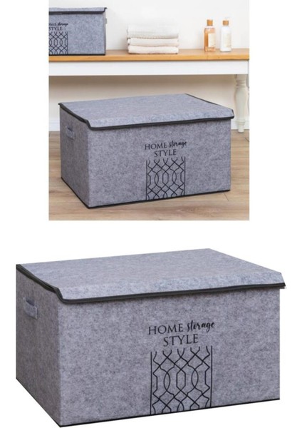 Keçe Kapaklı Maxi Hurç Kutu, Çok Amaçlı Düzenleyici Organizer Sandık 47X37X24 cm - 105840