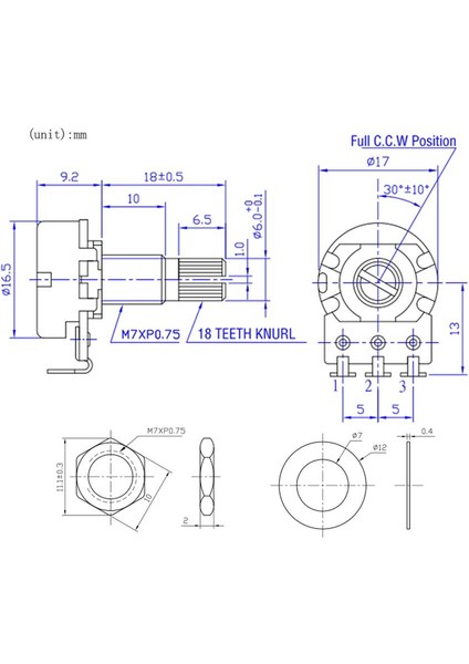 4 Parçalı Birlikte 4 Parçalı A + B 18MM Potansiyometresi (Yurt Dışından) fiyatları