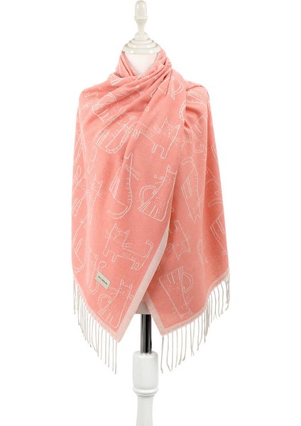 Somon Kedi Desen Kışlık Şal