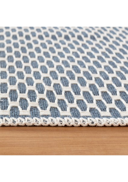Serenityspace Kaymaz Taban, Yıkanabilir, Katlanabilir, Nefes Alabilir, Homesteadart Rugs, Pamuk Dokuma Dekoratif Mavi Kilim