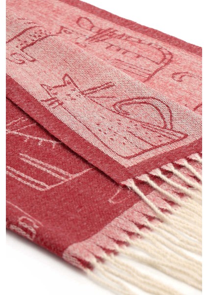 Bordo Kedi Desen Kışlık Şal fırsatları