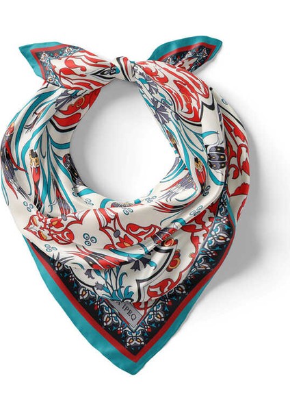 Turkuaz Çintemani Karanfil Desen Ipeksi Mendil fiyatları