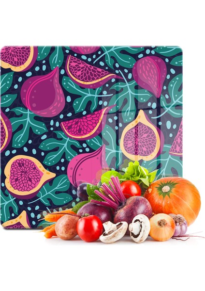 Cam Kesme Tahtası Kare Incir Desenli 30X30 cm