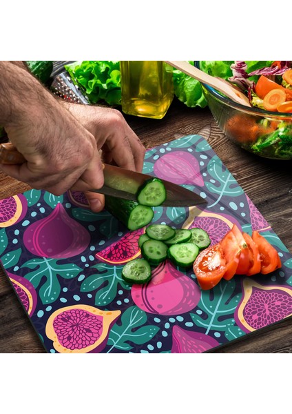 Cam Kesme Tahtası Kare Incir Desenli 30X30 cm modelleri