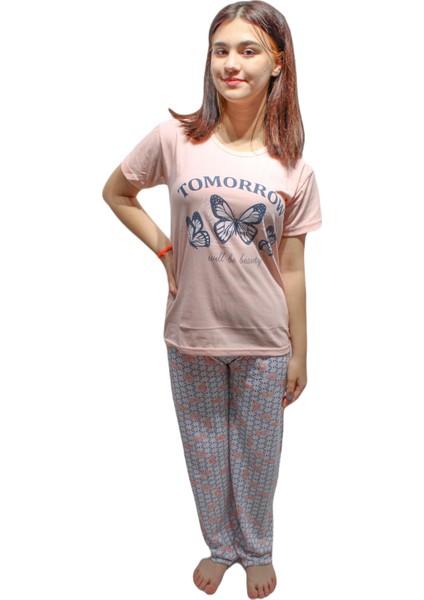 Inci Kadın Kısa Kol Yuv.yaka Düz Paça Pijama Takımı