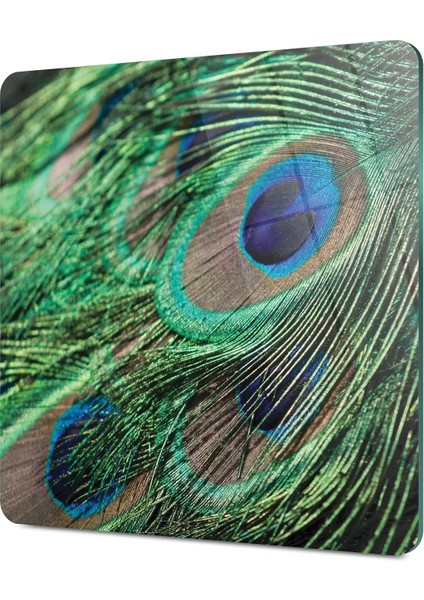 Cam Kesme Tahtası Kare Tavus Kuşu Desenli 30X30 cm indirimleri