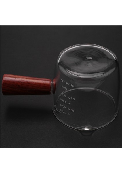 Cam Ölçü Kabı Espresso Shot Bardağı 75ML Üçlü Sürahi Barista Ahşap Saplı Tek Ağızlı (Yurt Dışından)