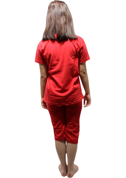 İNCI3018 Kadın Kısa Kol Yuv.yaka Pamuklu Capri Pijama Takımı fırsatları