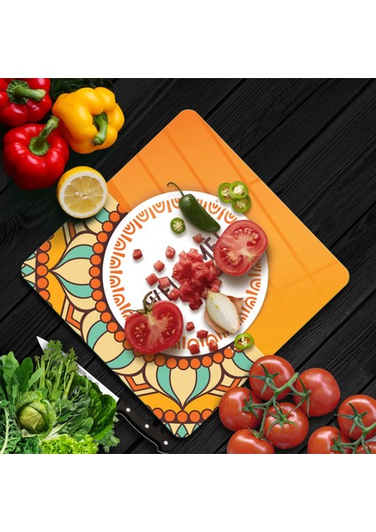 Cam Kesme Tahtası Kare Welcome Desenli 30X30 cm fiyatları