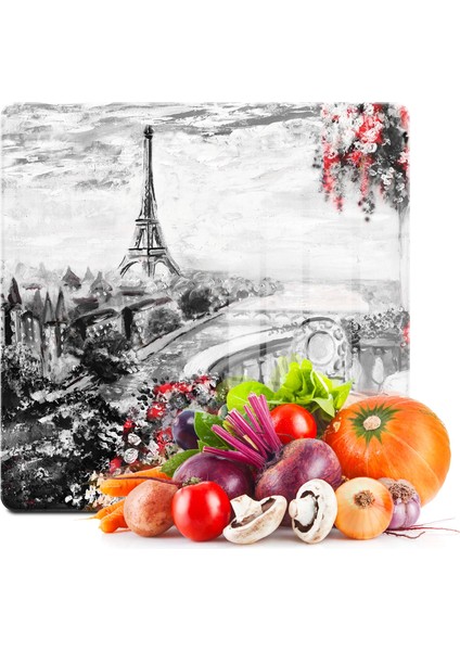 Cam Kesme Tahtası Kare Love Paris Desenli 30X30 cm