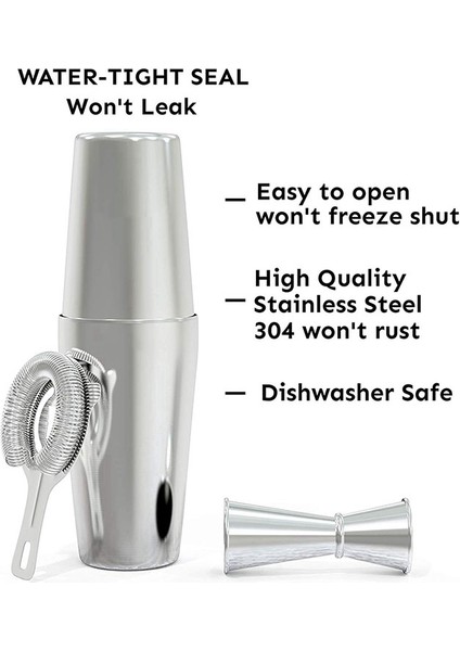 Kokteyl Shaker Seti: Profesyonel Boston Shaker, Kokteyl Süzgeci ve Jigger Seti. Harika Kokteyl Karıştırma Deneyimi Için 4 Parça Premium Paslanmaz Çelik Bar Malzemeleri (Yurt Dışından)