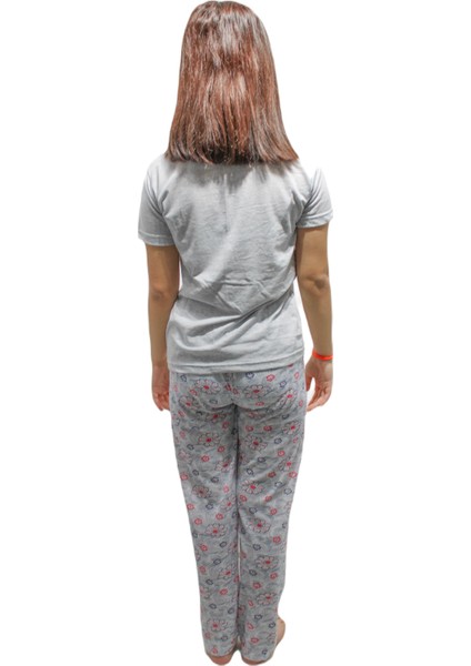 Inci Kadın Kısa Kol Yuv.yaka Pamuklu Düz Paça Pijama Takımı