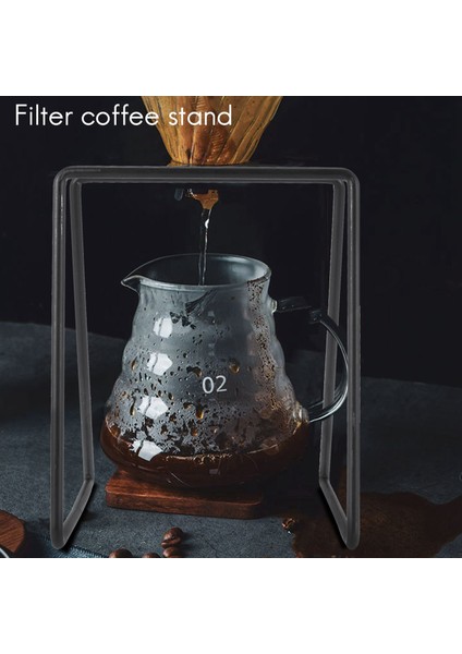 Damla Kahve Filtreli Bardak Tutucu Raf Geometri Kahve Damlatıcı Standı V60 Damla Metal Özel Çerçeve Barista Siyah (Yurt Dışından)