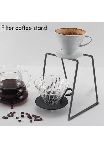 Damla Kahve Filtreli Bardak Tutucu Raf Geometri Kahve Damlatıcı Standı V60 Damla Metal Özel Çerçeve Barista Siyah (Yurt Dışından)