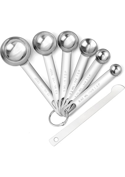 Paslanmaz Çelik Ölçme Kaşıkları Bardak Seti, Küçük Yemek Kaşığı, Çay Kaşığı, Bonus Dengeleyicili 6'lı Set, Kuru ve Sıvı Için (Yurt Dışından)