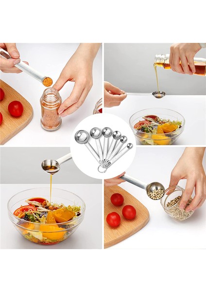 Paslanmaz Çelik Ölçme Kaşıkları Bardak Seti, Küçük Yemek Kaşığı, Çay Kaşığı, Bonus Dengeleyicili 6'lı Set, Kuru ve Sıvı Için (Yurt Dışından)
